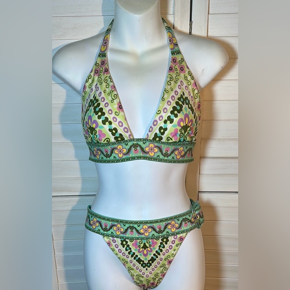EUC Victoria’s Secret Floral Green Halter Bikini